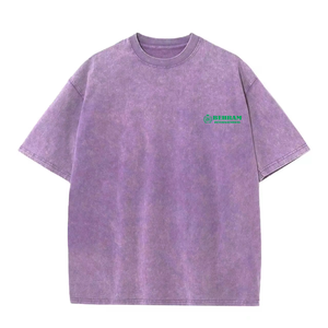 Camiseta de Cuello Redondo para Hombre, 100% Algodón Grueso, Corte Regular, Ecológica, Transpirable, Lavada al Ácido, Estilo Vintage - Product Image 3