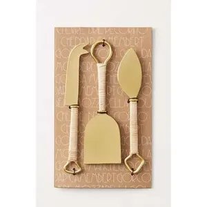 Ensemble de couverts à fromage en acier inoxydable couleur or Poignée au design rustique pour les événements de mariage et autres événements indiens - Product Image 2