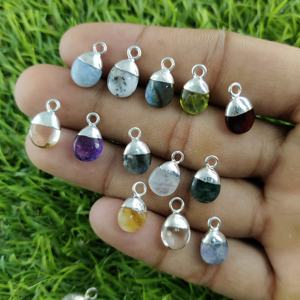 Colgante de plata electrochapado con piedras preciosas, abalorio suave con caída, para fabricación de joyas y pendientes - Product Image 4