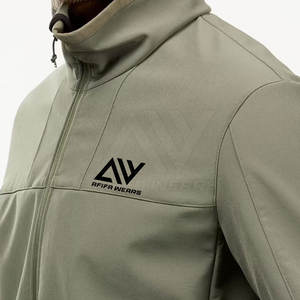 Chaqueta cortavientos Softshell de diseño personalizado para hombre, cuello alto de calle, tela de poliéster de invierno, cremallera con patrón de letras únicas - Product Image 6