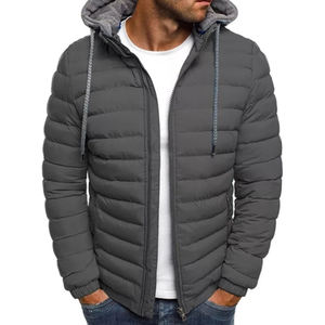 2025 piel con capucha Puffer nuevo diseño Color puro cremallera Puffer chaqueta hombres invierno Casual con capucha Puffer chaqueta - Product Image 1