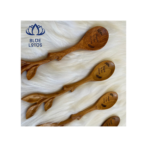 Cuillères en bois de qualité supérieure pour cuisiner, servir et manger avec un design léger et durable pour toutes les cuisines et tous les styles Lotus bleu - Product Image 6