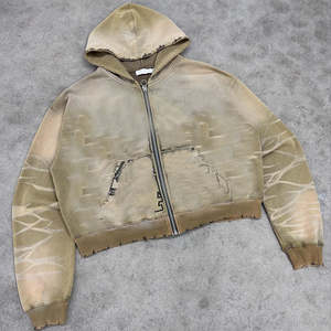 Custom Heavyweight 100% Cotton French Terry <b>Hoodie</b> Quality <b>Black</b> 480 500 550 600 Gsm <b>Zip</b> up Stone Acid Wash Winter <b>Hoodie</b> - Product Image 2