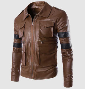 2026 veste en cuir personnalisée fabricant mode nouvelle veste en cuir unisexe poches manches longues col montant avant étanche - Product Image 3