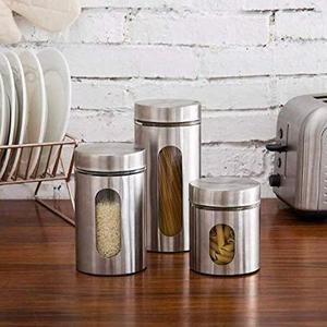Stainless Steel Set of 3 Canisters Kitchen by KSN - Product Image 1