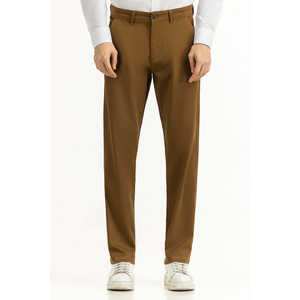 Pantalon Kaki Homme Coupe Slim Personnalisable avec Logo Taille Mi-Haute Fermeture Éclair Décorative Décontracté Formel Affaires MN-TRC-WS25-012 Coloré - Product Image 1