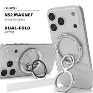 Aiushu dudukan ponsel portabel, dudukan telepon genggam magnetik dapat dilipat rotasi 360, logam gemerlap mewah - Product Image 6