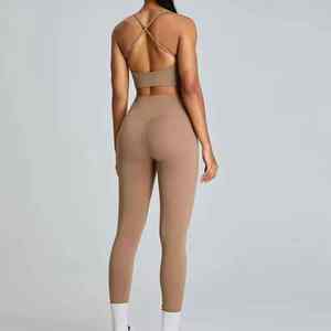 Ensemble de yoga taille haute personnalisé 2025: leggings et soutien-gorge premium ensemble d'entraînement 2 pièces pour femmes vêtements de sport et de sport - Product Image 2