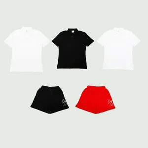 Benutzer definierte gestickte Print Logo schwarz weiß Polo T-Shirt Shorts Herren hochwertige Trainings anzüge