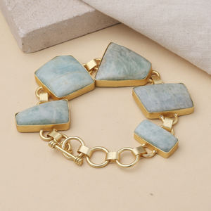 Bracelet de luxe plaqué or Amazonite - Product Image 2