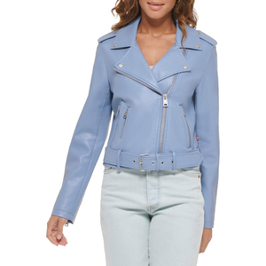 Chaqueta de Cuero para Mujer, Piel de Oveja Auténtica, Corta, con Cierre, Estilo Motera, con Forro de Viscosa Acolchado Interior y Exterior - Product Image 4