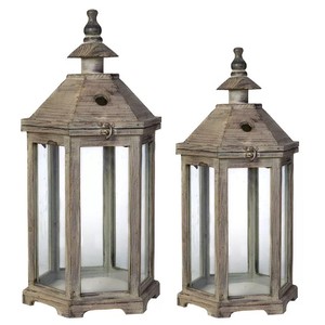 Lanterne à bougie en aluminium doré de style vintage pour l'intérieur et l'extérieur. - Product Image 1