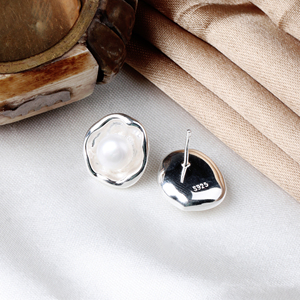 925 Sterling <b>Silver</b> Freshwater <b>Pearl</b> Stud <b>Earrings</b> Trendy Floral Shaped GIA Certified Wedding Party Gift Jewelry for Women - Product Image 3