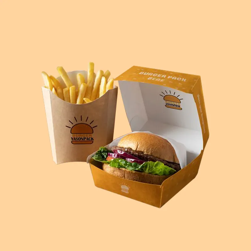 Embalagens Silver Foil Coated Black Scatola Caja Boite Hamburg Burguer Burger Box