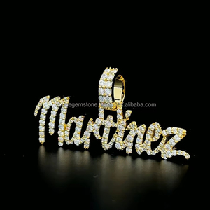 2025 joyería de Hip Hop Iced Out colgante de letra personalizada 925 plata esterlina VVS Moissanite diamante número nombre inicial Logo colgante - Product Image 6