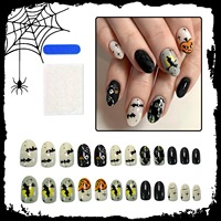 HYC-DY-542 Halloween Dark Witch Bat Pumpkin Lantern Press on Nails Réutilisables Couverture Complète Faux Ongles 24 Pièces