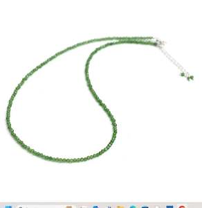 Gargantilla de cuentas redondas facetadas de diópsido de cromo Natural, collar de 2mm y 3mm, collares de piedras preciosas con cuentas delicadas de piedra verde para mujeres y hombres - Product Image 2