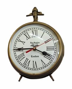 Best Selling <b>Unique</b> Nautical Table <b>Clock</b> Carved Handmade Metal Brass with Black Finishing Regular Design Wholesale Sale - Product Image 4