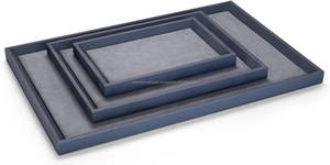 Custom Stackable Ring Display Trays Black Leather Tray Jewelry Tray with Lid Velvet Jewelry Case Treasure <b>Chest</b> - Product Image 3