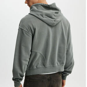 Sudadera Corta con Capucha para Hombre, Estilo Vintage, Estilo Urbano, Holgada, con Cierre, Color Gris Carbón Lavado, de MOVATEXTILE Basics - Product Image 4