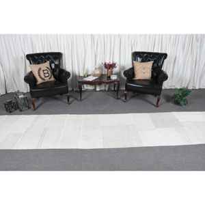 Alfombra Turca de 3x17.9 pies, Alfombra Marroquí Vintage de Lana Blanca y Azul - Product Image 2