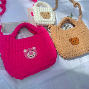 Bolso Tejido de Ratán Hecho a Mano, Suministro Directo de Fábrica, Material para Manualidades, Regalo de Decoración Festiva para Chicas, Bolso de Lana Abierto - Product Image 1