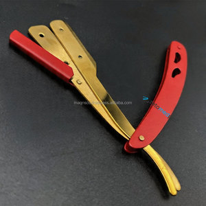 มีดโกนหนวดแบบตรงทรงตัดตรงสไตล์ตุรกี สีแดงทอง คุณภาพพรีเมียม สำหรับช่างตัดผม - Product Image 4