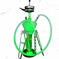 Ensemble de narguilé de luxe avec corps en verre borosilicate à haute résistance, structure en acier inoxydable, double tuyau d'eau, narguilé, chicha