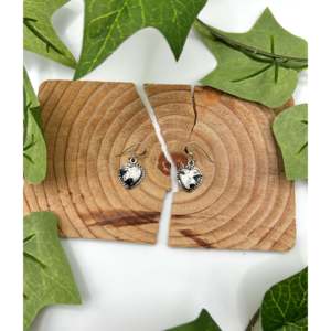 Navajo Handmade White Buffalo & Sterling Silver <b>Hook</b> Dangle <b>Earrings</b> Heart-Shaped Drop Design for Gift - Product Image 1