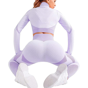Women's Outfits 3pcs Seamless Wholesale Workout Sets Yoga Sportswear Tracksuit Leggings and <b>Stretch</b> Sports <b>Bra</b> Fitness Customize - Product Image 4