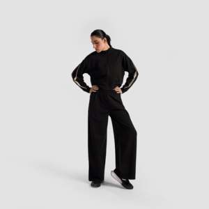 Inverse Wide <b>Pants</b> (<b>Black</b>) Lightweight 100% Cotton Linen Corduroy High Waist Zipper Straight Jogging XL Colored for Winter New - Product Image 4