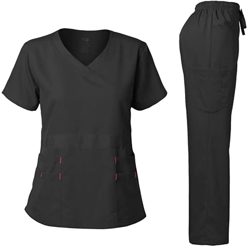 ファッションカラー独自のデザインストレッチユニフォームスーツセット女性ナース医療スクラブ快適な病院のユニフォーム