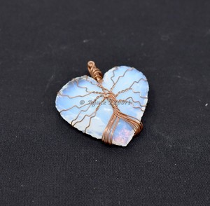 Wholesale Indian Natural Crystal Handmade <b>Craft</b> Healing Gemstone Opal Heart Carnelian Garnet <b>Wire</b> Wrap Pendant - Product Image 4