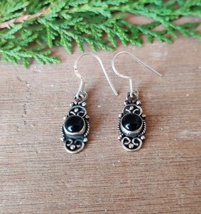 Boucles d'oreilles classiques faites à la main 925 bijoux en argent massif pour femmes 925 argent Sterling noir Onyx pierres précieuses Boho Style boucles d'oreilles cadeau - Product Image 2