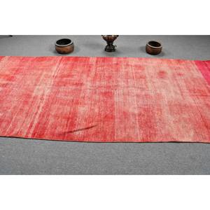 Tapis Turc Vintage Moderne 4.6X11.5 ft Rouge Grande Surface Laine Patchwork Latex 10mm Abstrait pour Couloir Rectangulaire Roomrug - Product Image 3