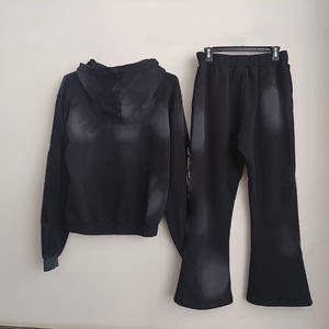 Top corto de algodón para correr, sudadera con pantalones, chándales de invierno de 2 piezas para mujer, chándal de material transpirable para mujer - Product Image 3