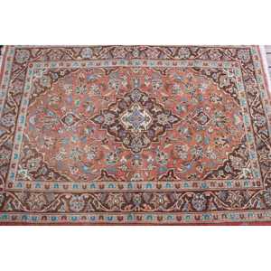 Tapis turc vintage, tapis de 3,3 x 4,7 pieds, tapis abstrait rouge et bleu - Product Image 4