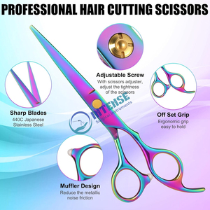 Ensemble de ciseaux de coupe de cheveux professionnels Kit de ciseaux de coupe de cheveux de barbier avec cisailles de coupe et d'amincissement pour salon et usage domestique OEM - Product Image 4