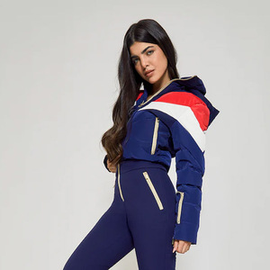 ชุดกันหิมะแบบกันน้ำ ชุดสกี เสื้อแจ็คเก็ตสโนว์บอร์ดมีฮู้ด แจ็คเก็ตสกีแบบซิป เสื้อผ้าสำหรับเล่นหิมะ สีดำ/แจ็คเก็ตสกีสำหรับผู้หญิง สีพื้น โพลีเอสเตอร์ - Product Image 3