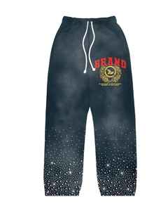 กางเกงวอร์มประดับพลอยเทียมแบบมีซิปและชุดเสื้อฮู้ดผ้าเกล็ดปลาสไตล์วินเทจผ้าฝรั่งเศสเทอร์รี่ - Product Image 3