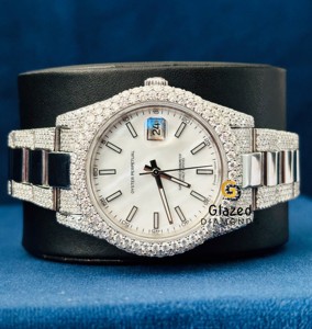 Montre personnalisée de luxe en acier inoxydable glacé pour hommes Top Brand Hip Hop Style VVS Moissanite Diamond Analog Dial Glass - Product Image 2