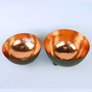 Cuencos de pie de cobre elegantes y modernos, bandejas decorativas para servir frutas, aperitivos, mesas de comedor, salas de estar, bodas - Product Image 3