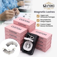 Coffret personnalisé à marque privée, faux cils magnétiques réutilisables à l'aspect naturel, faciles à appliquer, vente en gros, kit de cils magnétiques sans colle