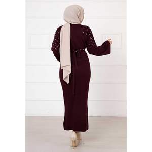 เดรสไหล่ประดับมุกเบอร์กันดี - Product Image 5