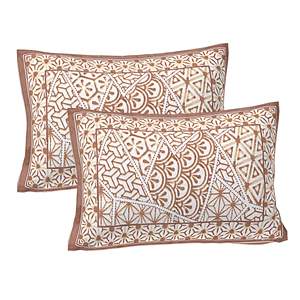 Brown Abstract Print 240 TC 100% Cotton Double Bed <b>Sheet</b> Set 2 Pillow Covers <b>King</b> <b>Size</b> Home Use Includes 3pcs Pieces Stitching - Product Image 3