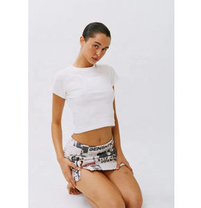 100% algodón lavado Oversize ácido lavado recortado camisetas para mujeres Tops cortos de alta calidad para mujeres - Product Image 5