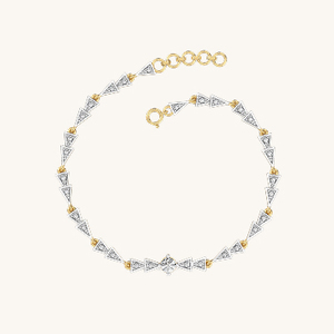 Pulsera Minimalista de Plata 925 Chapada en Oro de 18K con Diamantes, Diseño Geométrico de Triángulo, Cadena de Eslabones, Unisex, para Uso Diario - Product Image 1