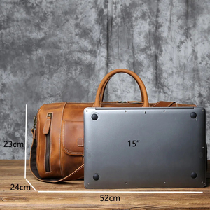 Leather Weekender Duffel Bag with Zipper Closure and Adjustable Strap for Travel - Product Image 5
