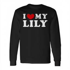 T-shirt promotionnel élégant à manches longues « I Love My Lily I Heart My Lily » - Product Image 2