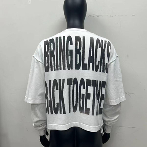 Camiseta holgada de manga larga de doble capa con logotipo estampado DTG personalizado para hombre, manga térmica desgastada, 100% de algodón, OEM disponible - Product Image 5